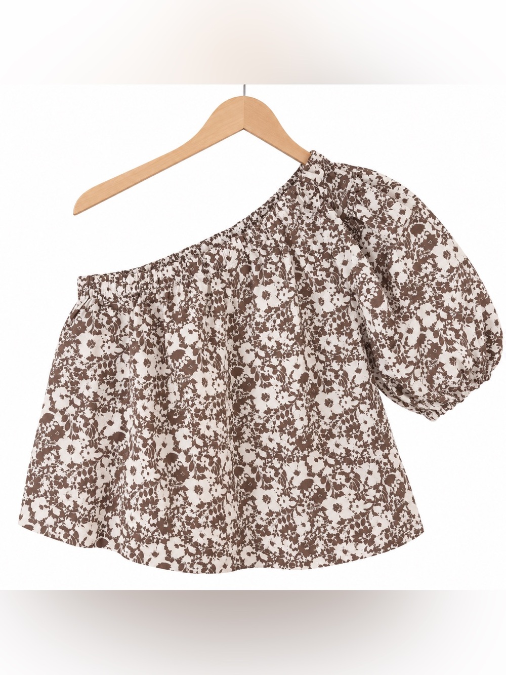 Rails Brown and Cream One-Shoulder Floral Top